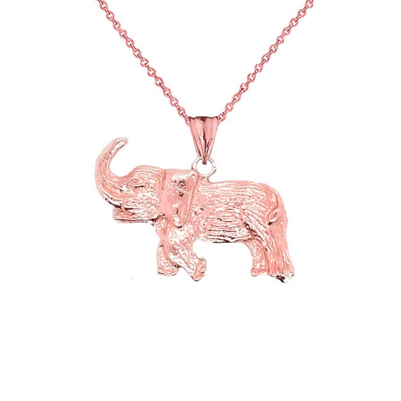 Joyful Elephant Pendant Necklace In Gold (Yellow/Rose/White)