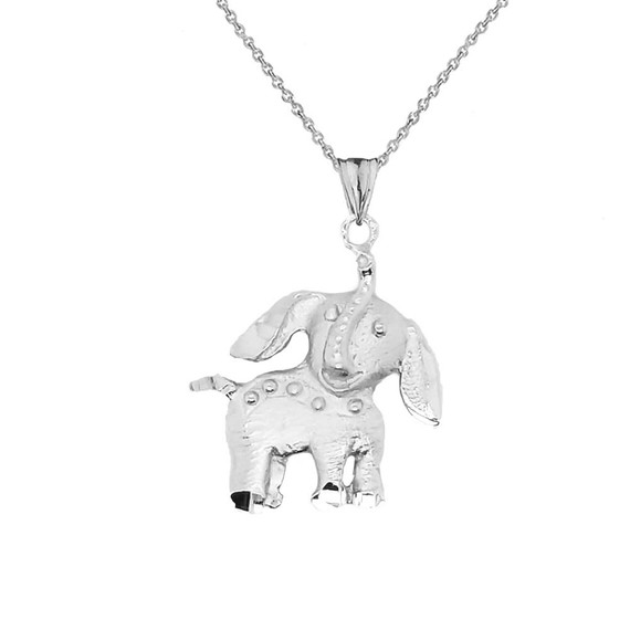 Elephant Calf Pendant Necklace In Sterling Silver