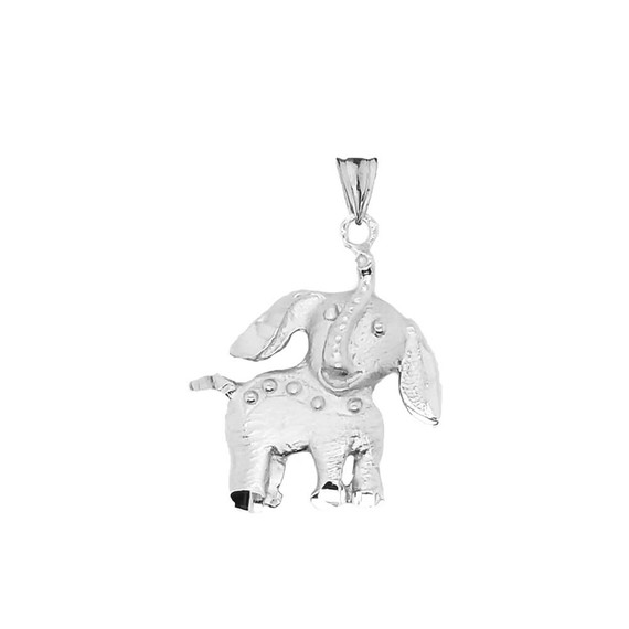 Elephant Calf Pendant Necklace In Sterling Silver