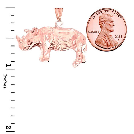 Rhino Pendant Necklace In Gold (Yellow/Rose/White)