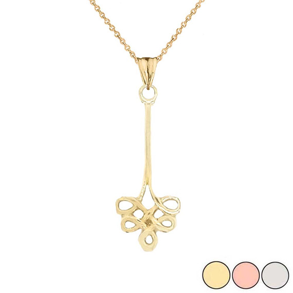 Shamrock Celtic Clover Knot Pendant Necklace In Gold (Yellow/Rose/White)