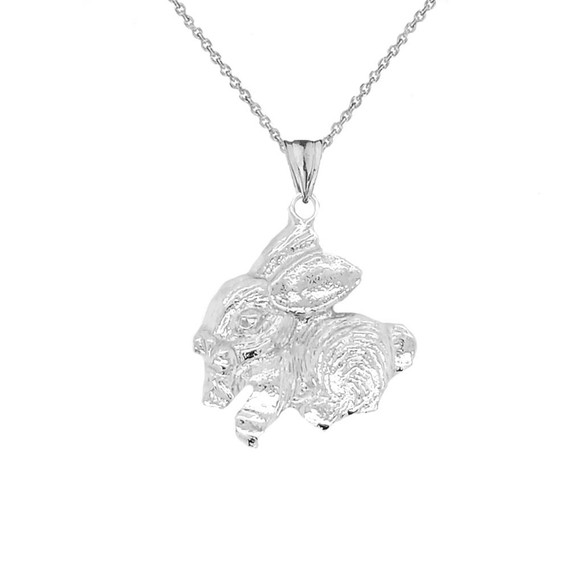 Rabbit Pendant Necklace In Sterling Silver