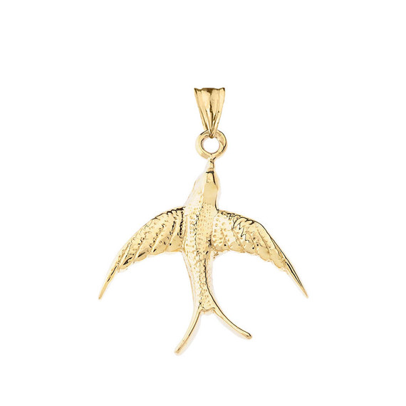 Solid-Yellow-Gold-Swallow-Tailed-Kite-Bird-Pendant-Necklace