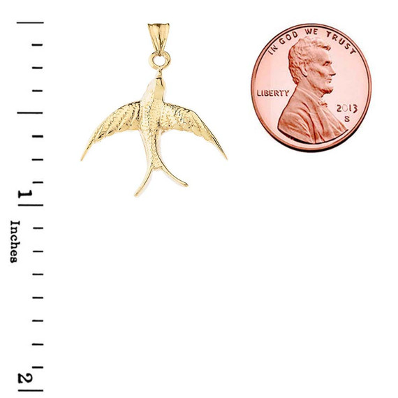 Solid-Yellow-Gold-Swallow-Tailed-Kite-Bird-Pendant-Necklace