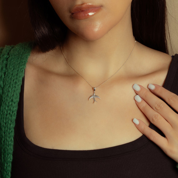 Sterling Silver Bird Pendant Necklace