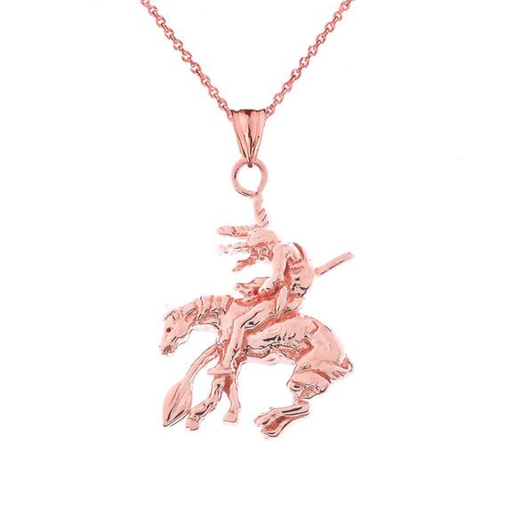 Jockey Horse Racer Pendant Necklace In Gold (Yellow/Rose/White)