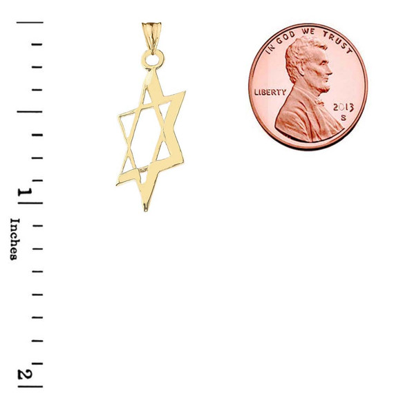 Slanted Star of David Pendant Necklace In Gold (Yellow/Rose/White)