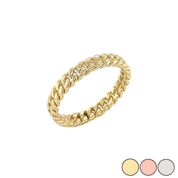 3mm Gold Cuban Link Chain Ring