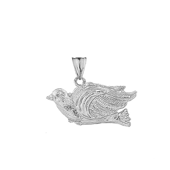 Dove Bird Pendant Necklace In Sterling Silver