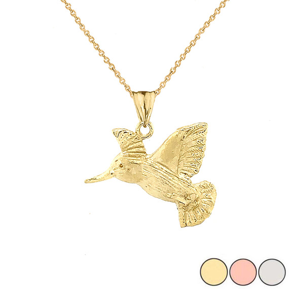 Hummingbird Pendant Necklace In Gold (Yellow/Rose/White)