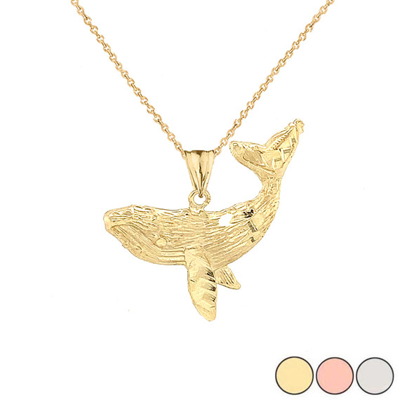 Gold Humpback Whale Pendant Necklace