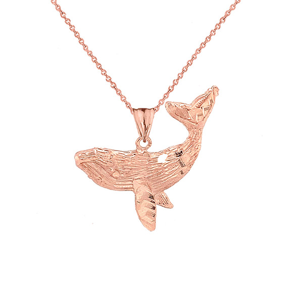Rose Gold Humpback Whale Pendant Necklace