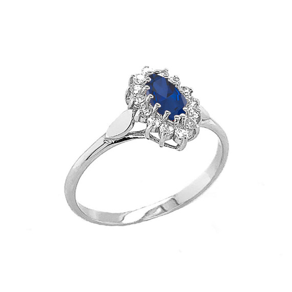 Genuine Sapphire Marquise-Shaped Fancy Engagement/Wedding Solitaire Ring in Gold (Yellow/Rose/White)