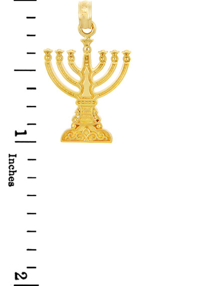 Jewish Gold Pendants - Menorah Yellow Gold Pendant