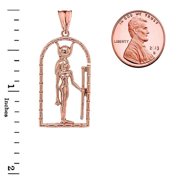 Gold Hathor Egyptian God Pendant Necklace (Available in Yellow/Rose/White)