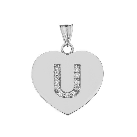 A-Z Heart Diamond Initial Pendant Necklace in Sterling Silver