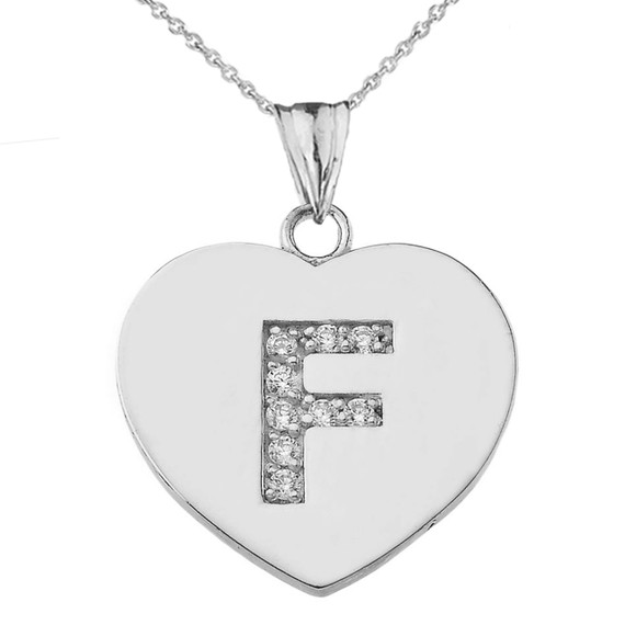 A-Z Heart Diamond Initial Pendant Necklace in Sterling Silver