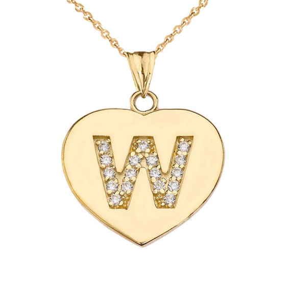 A-Z Heart Diamond Initial Pendant Necklace in Gold (Available in Yellow/Rose/White Gold)