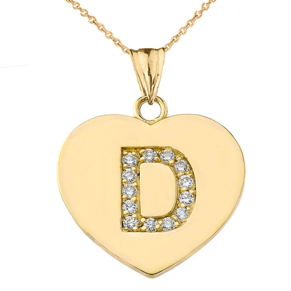 A-Z Heart Diamond Initial Pendant Necklace in Gold (Available in Yellow/Rose/White Gold)