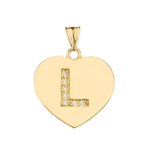 A-Z Heart Diamond Initial Pendant Necklace in Gold (Available in Yellow/Rose/White Gold)