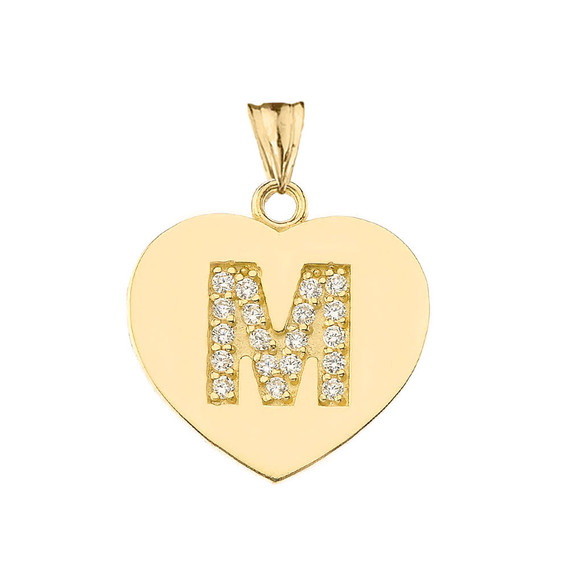 A-Z Heart Diamond Initial Pendant Necklace in Gold (Available in Yellow/Rose/White Gold)