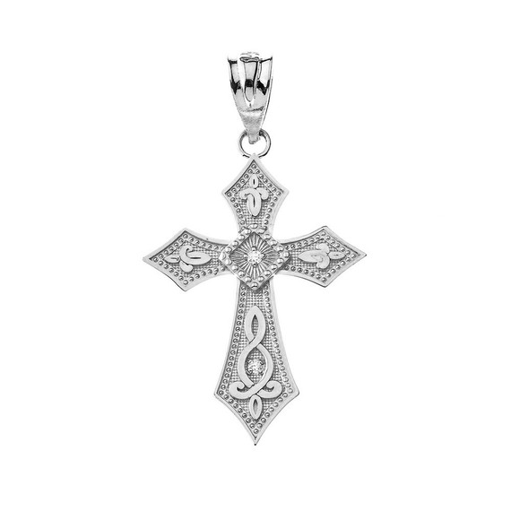 Sterling Silver Cross CZ Pendant Necklace