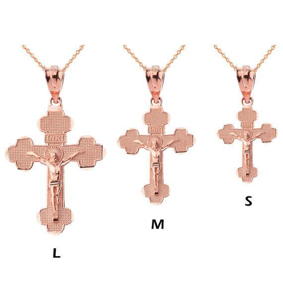 Gold INRI Crucifix Cross Pendant Necklace S/M/L(Yellow/Rose/White)