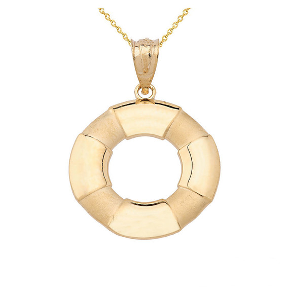 Life Buoy Pendant Necklace in Gold (Yellow/Rose/White)