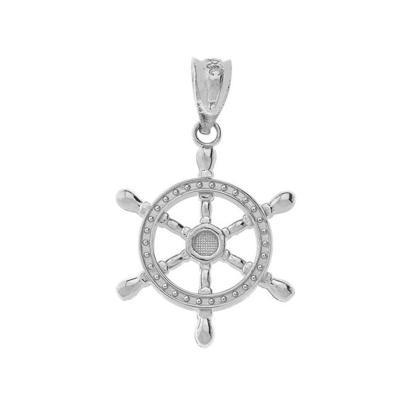 Ship Wheel Pendant Necklace in Gold (Yellow/Rose/White)