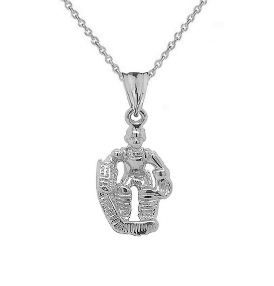 3D Hockey Goalie Pendant Necklace in Sterling Silver