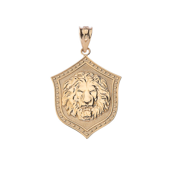 Lion Shield Pendant Necklace in Gold (Yellow/Rose/White)