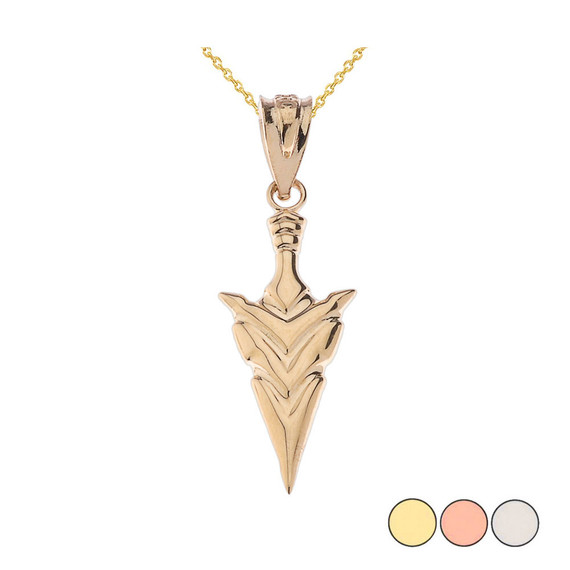 Spear Point Arrowhead Pendant Necklace in Gold (Yellow/Rose/White)