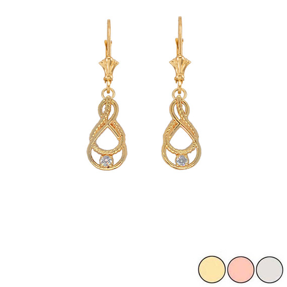 Dainty Diamond Double Infinity Knot Earrings (Available In Yellow/Rose/White Gold)