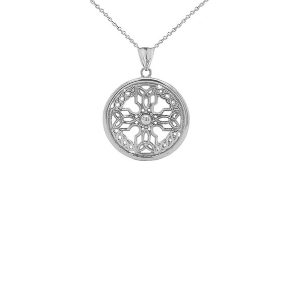 Solid Gold Celtic Knot Cross Shield Pendant Necklace(Small)(Available in Yellow/Rose/White Gold)