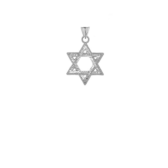 Sparkle-Cut and Milgrain-Edged Star of David Pendant Necklace in Gold (Yellow/Rose/White)