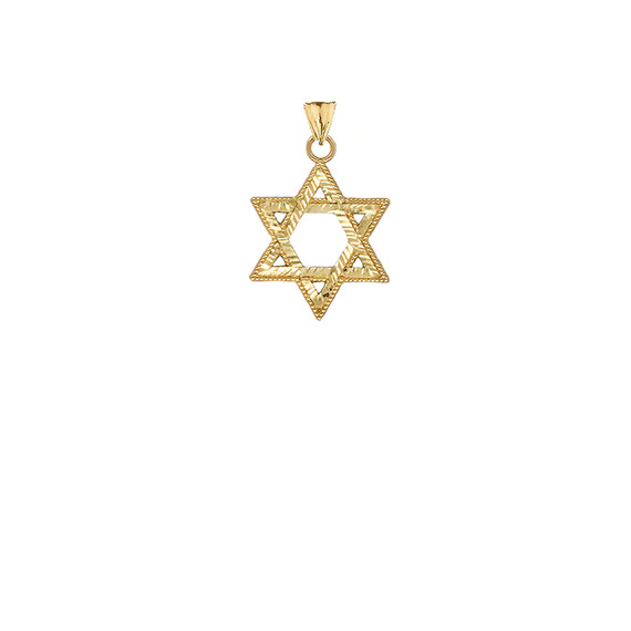 Sparkle-Cut and Milgrain-Edged Star of David Pendant Necklace in Gold (Yellow/Rose/White)