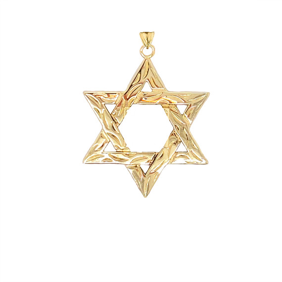 Detailed Star of David Pendant Necklace in Gold (Yellow/Rose/White) (Small)