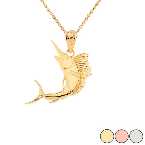 Swordfish Pendant Necklace in Gold (Yellow/ Rose/ White)