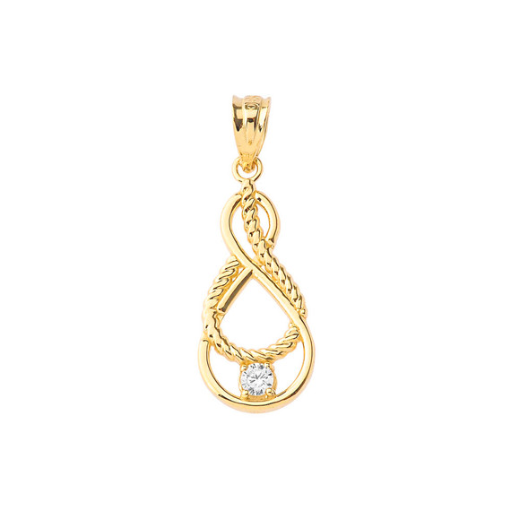 Dainty Diamond Double Infinity Knot Pendant Necklace in Gold (Yellow/Rose/White) (Large)