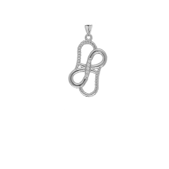 Diamond Intertwined Infinity Pendant Necklace in Sterling Silver