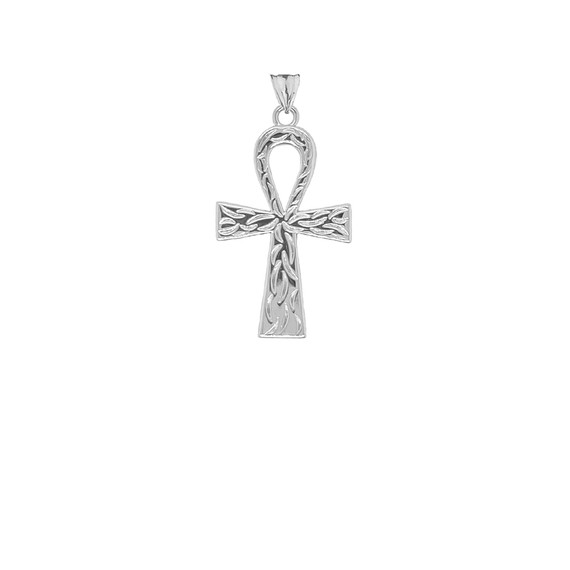 Ankh Cross Charm Pendant Necklace in Sterling Silver (Small)