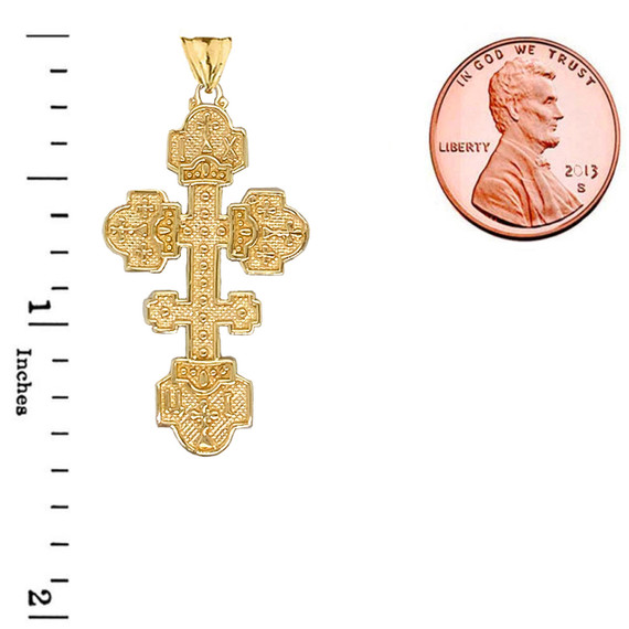 Orthodox Cross Pendant Necklace in Gold (Yellow/Rose/White)