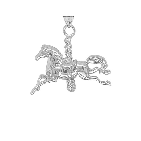 Merry Go Round Horse Pendant Necklace in Sterling Silver