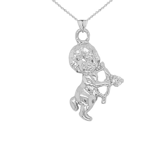 Diamond Cupid Pendant Necklace in Serling Silver