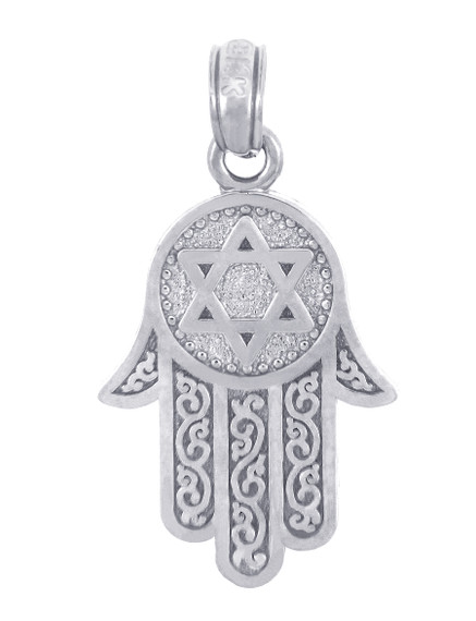 925 Sterling Silver Jewish Chamesh Hamsa Charm Pendant Necklace