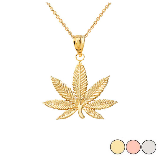 Marijuana Leaf Cannabis Pendant in Gold(Yellow/Rose/White)