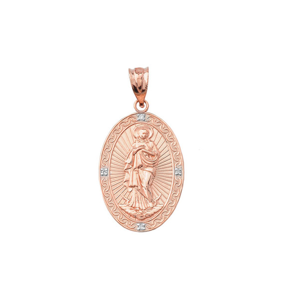 Mary Immaculate With Diamond Pendant Necklace in Gold (Yellow/ Rose/White)