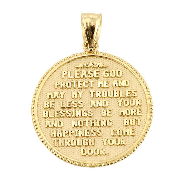 LARGE US FIREFIGHTER MALTESE CROSS DOUBLE-SIDED PRAYER COIN PENDANT NECKLACE in Solid Gold (Yellow/Rose/White)