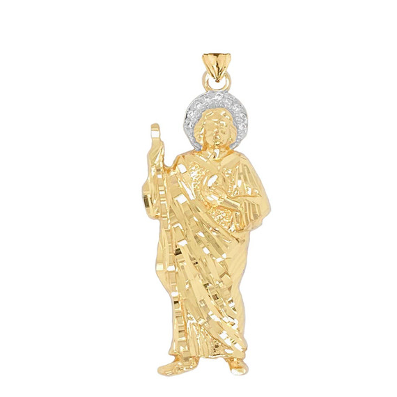 Saint Jude Pendant Necklace in Gold and Diamond (Yellow/Rose/White)