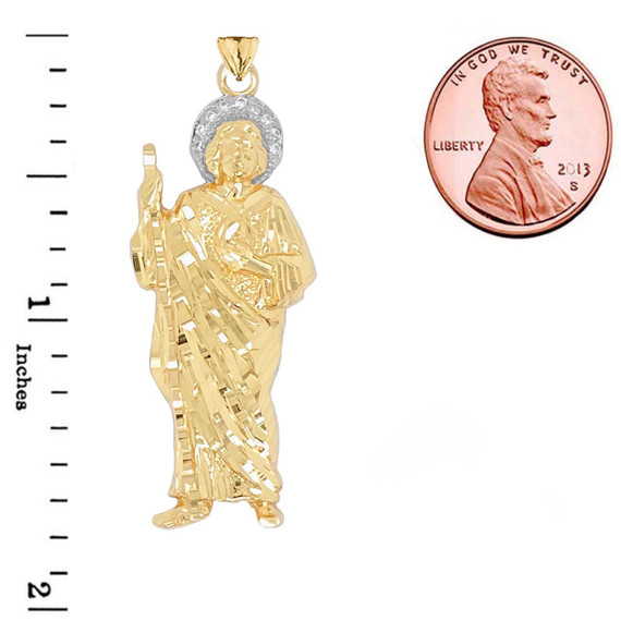 Gold Diamond Saint Jude Pendant Necklace (Available in Yellow/Rose/White)